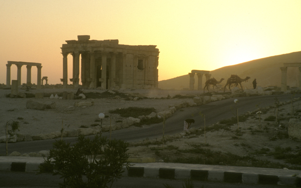 Ancient Monuments on a dusty plain. 